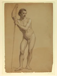 Dessin, Nu masculin debout, deux S, 1866