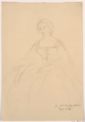 Dessin, Mme Sheppard Gandy assise ; verso : croquis au trait, 1859
