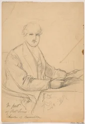 Dessin, Robert Lenox assis à un bureau pour la Chambre de commerce Portrait, 1865