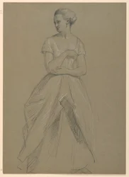 Dessin, étude pour la "Réception de Martha Washington", 1860