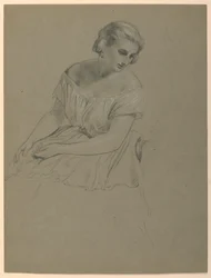 Dessin, étude pour la "Réception de Martha Washington", 1860