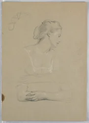 Dessin, étude pour la "Réception de Martha Washington", 1860