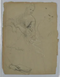 Dessin, étude pour la "Réception de Martha Washington", 1869