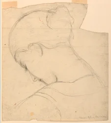 Dessin, étude pour "Roman Girl", tête de femme, 1841