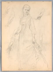 Dessin, étude pour "Titian Showing", 1872