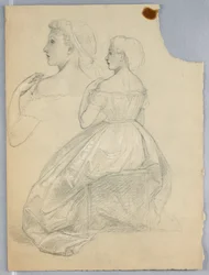 Dessin, étude pour "Titian Showing", 1872