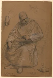 Dessin, étude pour "Titian Showing", 1872