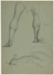 Dessin, deux études anatomiques, vers 1850