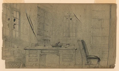 Dessin, bibliothèque de Washington Irving à Sunnyside, 16 mars 1860