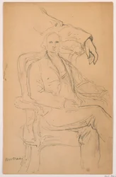 Dessin, William H. Macy assis, bras gauche séparé, étude, 1884