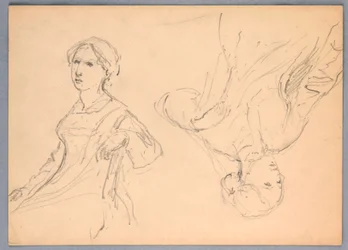 Dessin, Femme assise, deux études, 1870