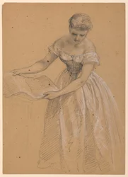 Dessin, femme debout, 1860