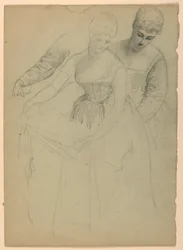 Dessin, femme debout, séparé, 1860