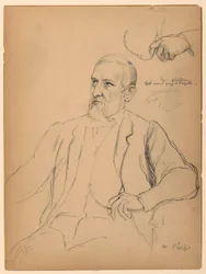 John Jay Phelps assis, étude séparée de la main et de la chaîne