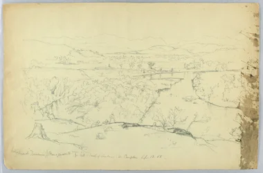 Vue vers la Franconie et la rivière Pemigewasset depuis la colline au sud de Sanborn - W. Campton