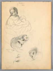 Madone et enfant, esquisses d