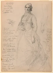 Mme Rutherford B. Hayes debout, études de bras et de mains