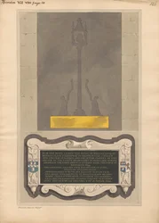 Restes de plaque de laiton et mémorial à William Nicol, Ann sa femme, Elizabeth sa fille et William son fils de l