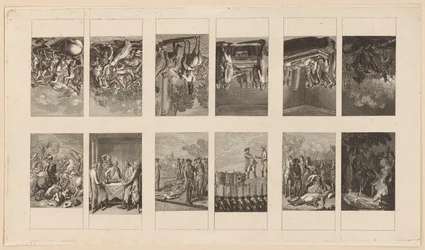 12 feuilles avec des scènes de guerre brandebourgeoises