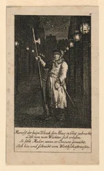 Un veilleur de nuit, illustration pour "Königl: Grosbrit [anische] Genealogischer Kalender auf das 1780 Jahr Lauenberg bey J.G. Berenberg"