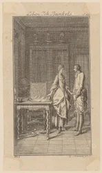 Bunkel dans la bibliothèque de Mlle Henriette Noel, feuille 1 de « Vie, remarques et opinions de Johann Bunkel »