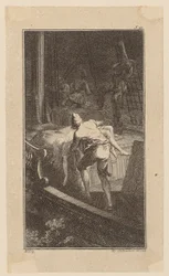 Bunkel porte Miss Melmoth de la cabine inondée sur le pont, planche 2 de « Vie, observations et opinions de Johann Bunkel »