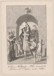 Cimon, fils de Miltiade, apporte les restes de Thésée à Athènes, planche 6 pour le « Thésée » de Becker