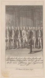 Frédéric II exhorte ses officiers à la bravoure par un discours au début de la première guerre de Silésie