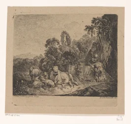 Berger et bergère avec bétail
