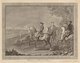 Le roi Frédéric II de Prusse, parade de la garde à Potsdam