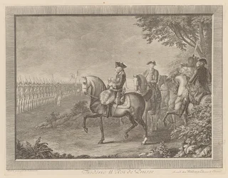Le roi Frédéric II de Prusse, parade de la garde à Potsdam