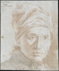 Tête du grand chancelier prussien Philipp Joseph von Jarriges, portant un bonnet de nuit, tournée à demi vers la droite
