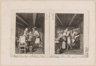 Ludwig entretient misérablement sa famille par son travail [à gauche] ; Le père retourne auprès de sa famille enrichi de trésors [à droite]