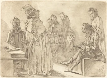 Fête avec six dames et l