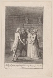 Le pasteur Sembach donne à Hellberg la main de sa fille Minchen, feuille 6 de la série «L