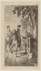 Un nourrisson à cheval donne une aumône à Sebaldus