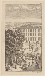 Bâtiment du séminaire, avec exercices de gymnastique et travaux de jardinage devant