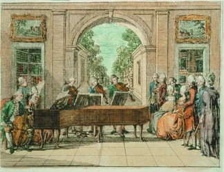 Le concert, gravure colorée de BasedowsElementarwerk ... (gravure)
