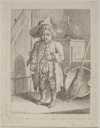 Le garçon mendiant à la porte
