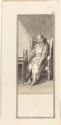 Jeune homme assis, fumant