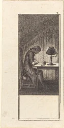 Jeune homme écrivant à la lumière d