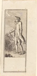 Jeune homme avec canne