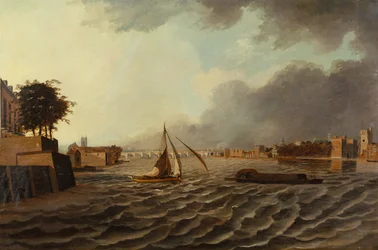 Vue de la Tamise avec le pont de Westminster et le palais de Lambeth
