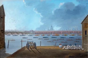 Le cortège funèbre de Lord Nelson sur la Tamise