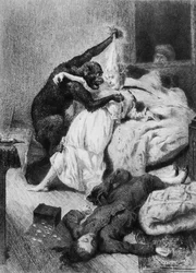 Illustration pour « Double assassinat dans la rue Morgue » d’Edgar Allan Poe (1809-49), gravée par Eugene Michel Abot (1836-94)