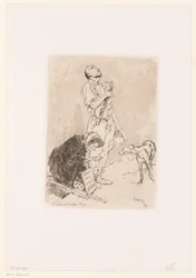 Un homme et une femme mendiant dans la rue (La misère à Londres)
