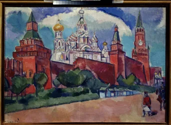 Place Rouge avec la cathedrale Saint-Basile a Moscou, vers 1910