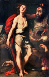 David vainqueur du géant Goliath tient sa tête en main Peinture de Daniele Crespi (1598-1630) 1623 Palazzo Borromeo, Isola Bella, Stresa Italie