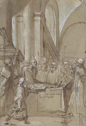 Raymond Diocrès parlant pendant ses funérailles, de la Vie de saint Bruno de Cologne, 1628-29.