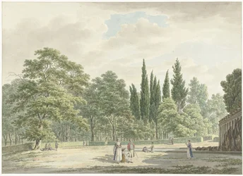 Promeneurs sur une terrasse de la Villa Conti à Frascati